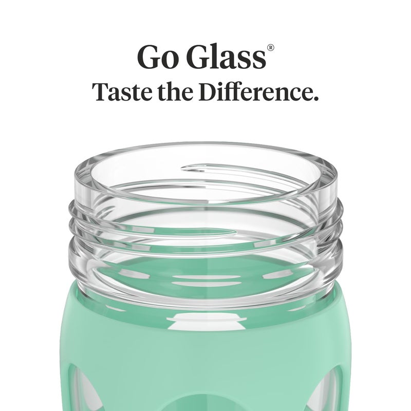 Lifefactory 12-Ounce Glass Water Bottle with Active Flip Cap and Protective Silicone Sleeve, Mint - Image 3